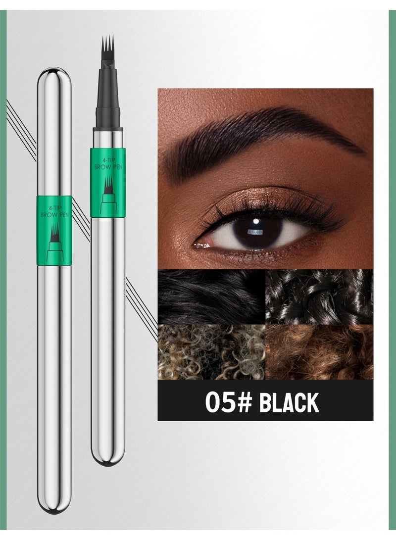 ZMDREAM Liquid Eyebrow Pencil 4-Tip for Women  Microblading Tatoo Brow Pen Smudge Resistant Waterproof & Long-Lasting,Black - Image 1